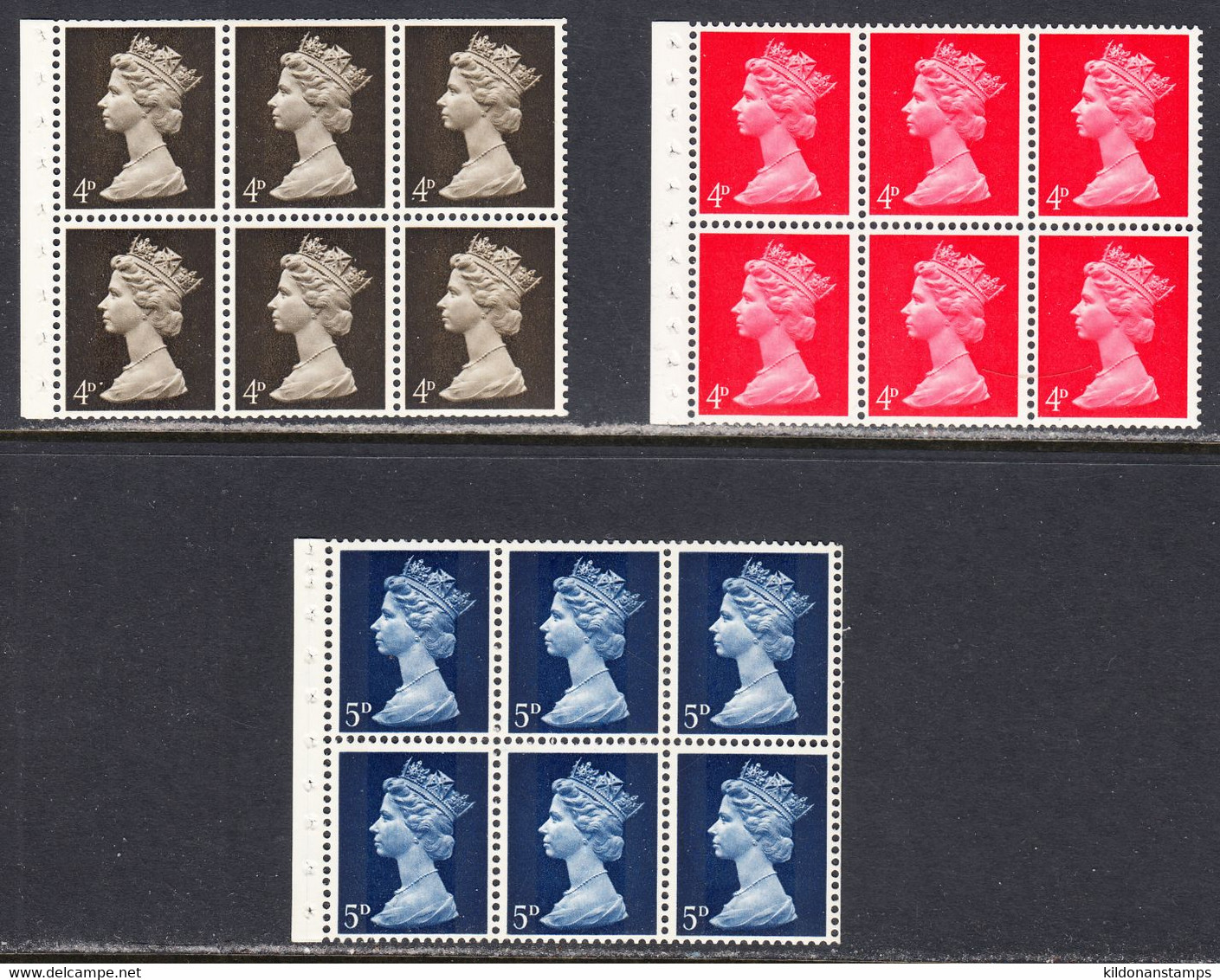 Great Britain 1967-70 Mint No Hinge, Machin, Booklet Panes, Sc# ,SG 731,733,735 - Unused Stamps