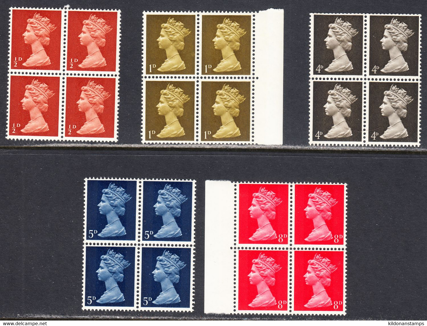 Great Britain 1967-70 Mint No Hinge, Machin, Blocks, Sc# ,SG 723,724,731,735,738 - Nuovi