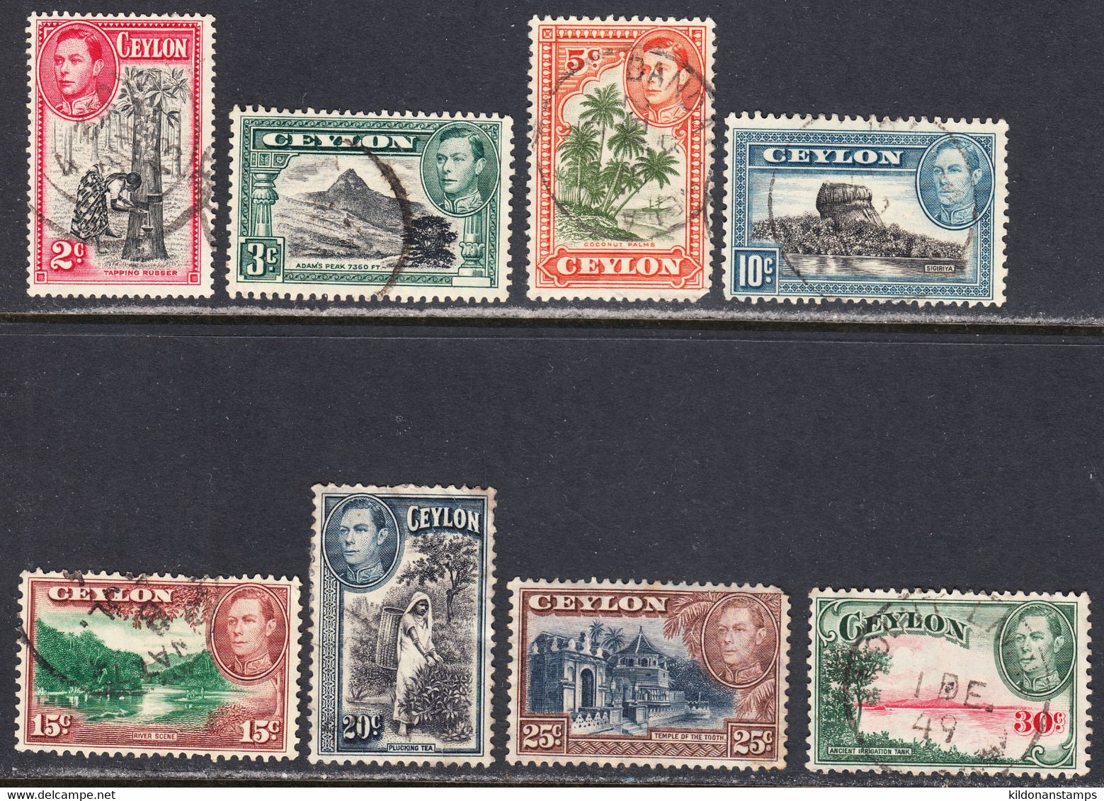 Ceylon 1938-49 Cancelled, Sc# ,SG 386b,387e,387g,388-392,393b - Ceilán (...-1947)