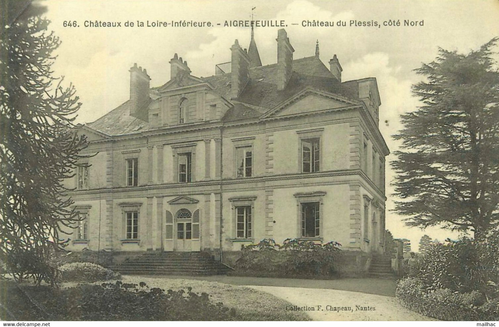 D 44 - AIGREFEUILLE - Château Du Plessis - Côté Nord - N° 646 - Non Voyagée - Coll. F. Chapeau - SUP - Aigrefeuille-sur-Maine