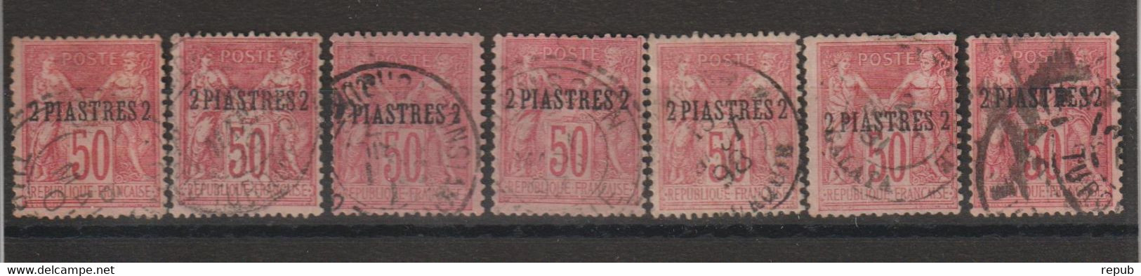 Levant 1886-1901 Lot De 7 Exemplaires Du 5 Oblit. Used Pour étude - Oblitérés