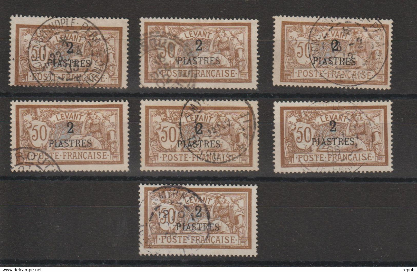 Levant 1902-1920 Lot De 7 Exemplaires Du 20 Oblit. Used Pour étude - Oblitérés