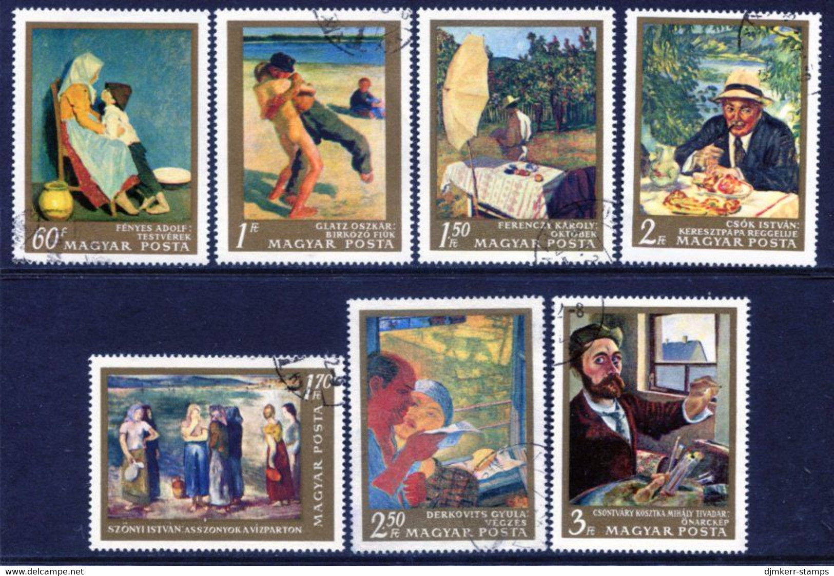 HUNGARY 1967 20th Century Paintings Used.  Michel 2370-76 - Used Stamps