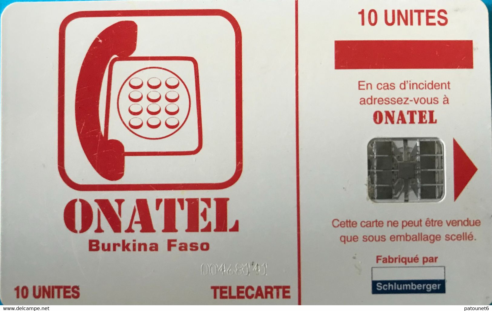 BURKINA FASO  - Phonecard  -  ONATEL  - 10  Unités - Burkina Faso