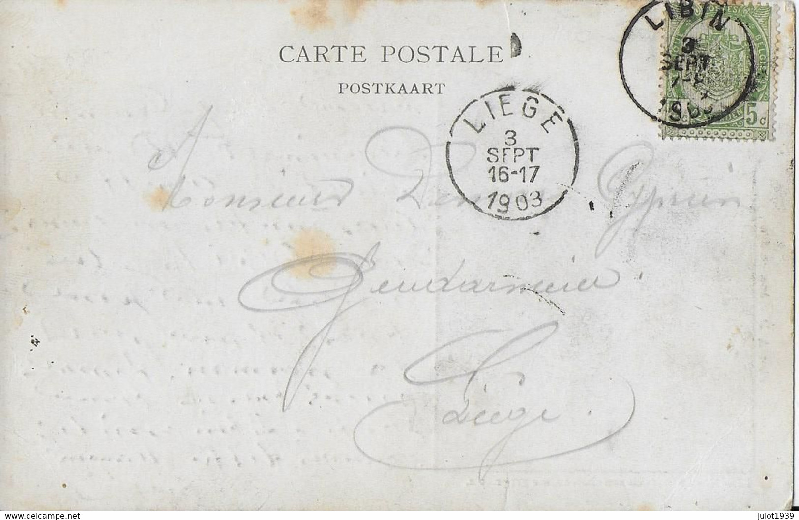 LIBIN ..-- Le " BLANC" , Son Château , Ses Propriétés . 1903 Vers LIEGE , GENDARMERIE ) . Voir Verso . - Libin