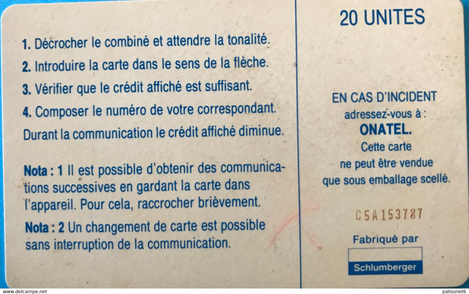 BURKINA FASO  - Phonecard  -  ONATEL  - 20  Unités - Burkina Faso