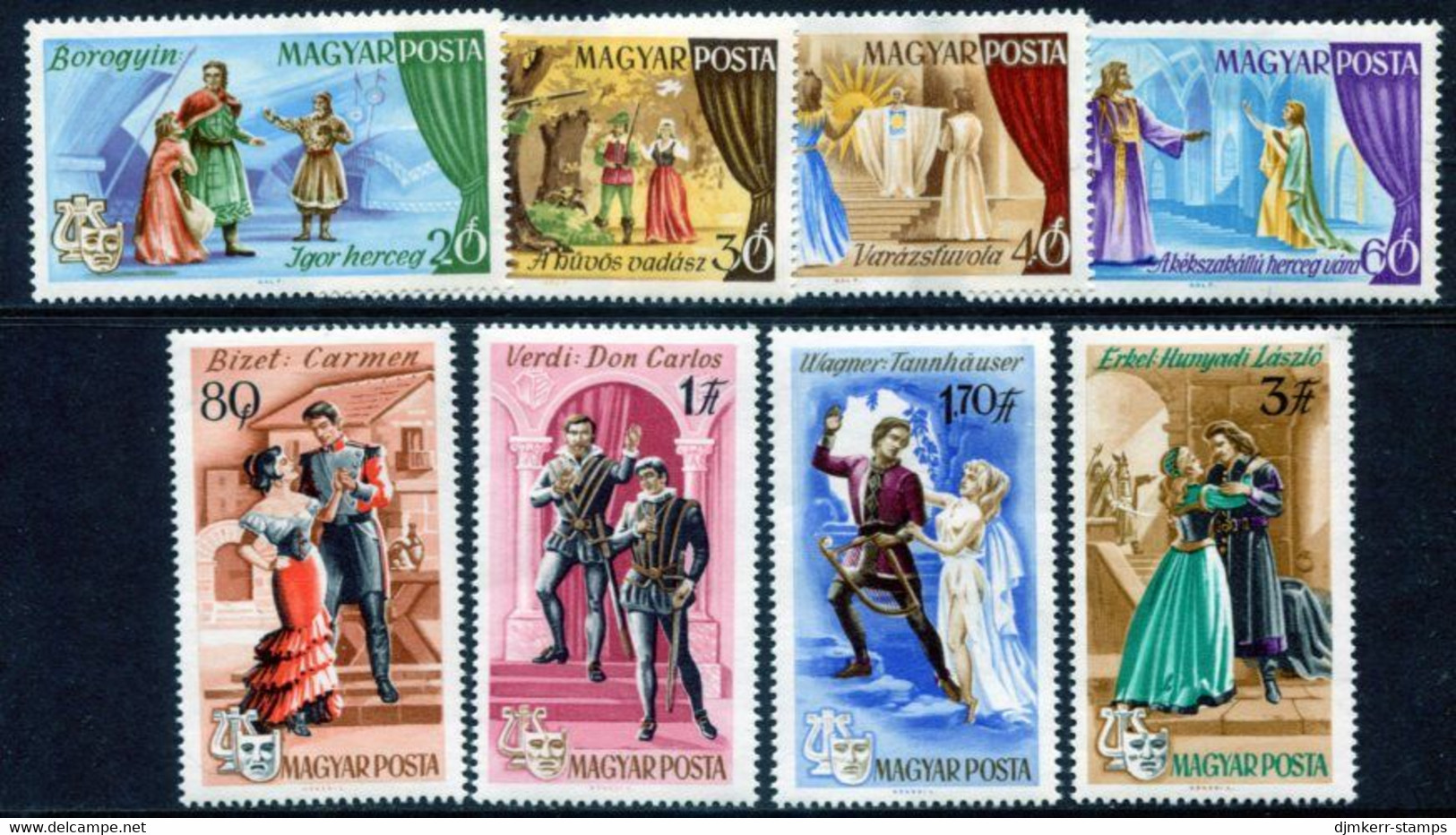 HUNGARY 1967 Scenes From Operas MNH / **.  Michel 2355-62 - Unused Stamps
