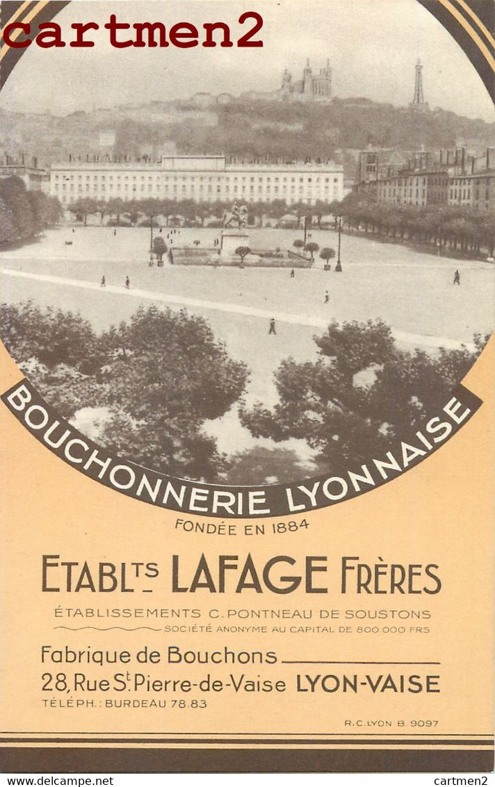 LYON VAISE DEPLIANT ETABLISSEMENT LAFAGE FRERES BOUCHONNERIE LYONNAISE FAVRIQUE DE BOUCHONS 29 RUE SAINT-PIERRE-DE-VAISE - Lyon 9