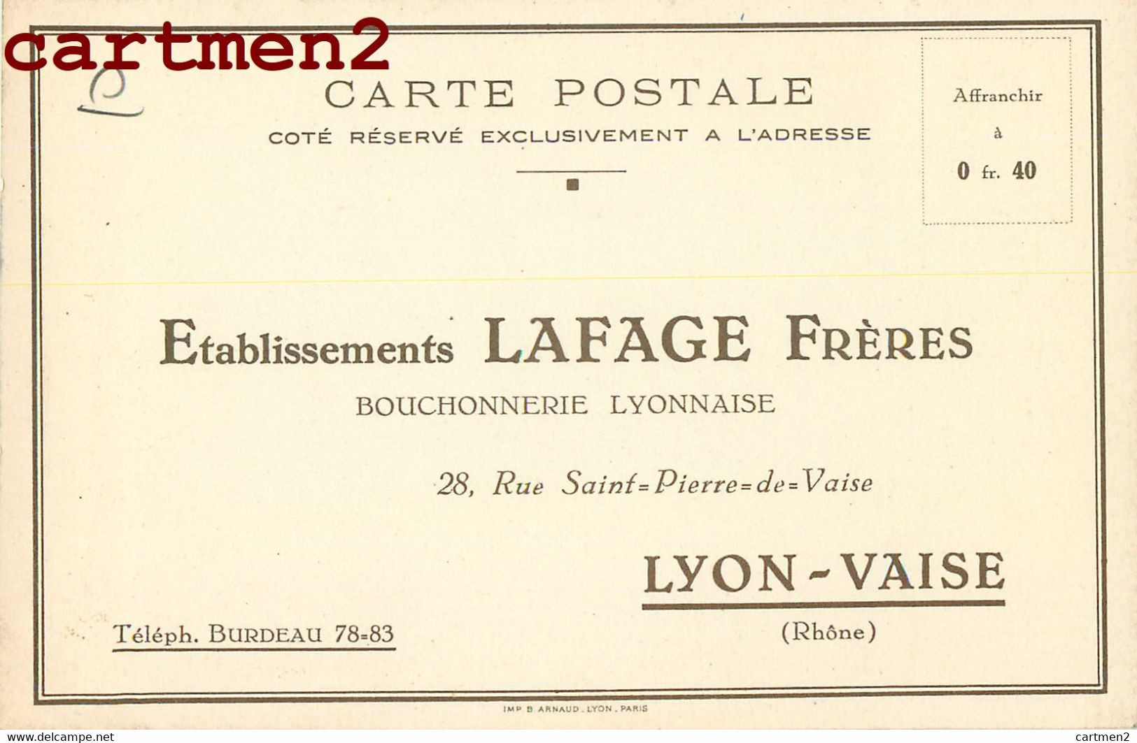 LYON VAISE DEPLIANT ETABLISSEMENT LAFAGE FRERES BOUCHONNERIE LYONNAISE FAVRIQUE DE BOUCHONS 29 RUE SAINT-PIERRE-DE-VAISE - Lyon 9