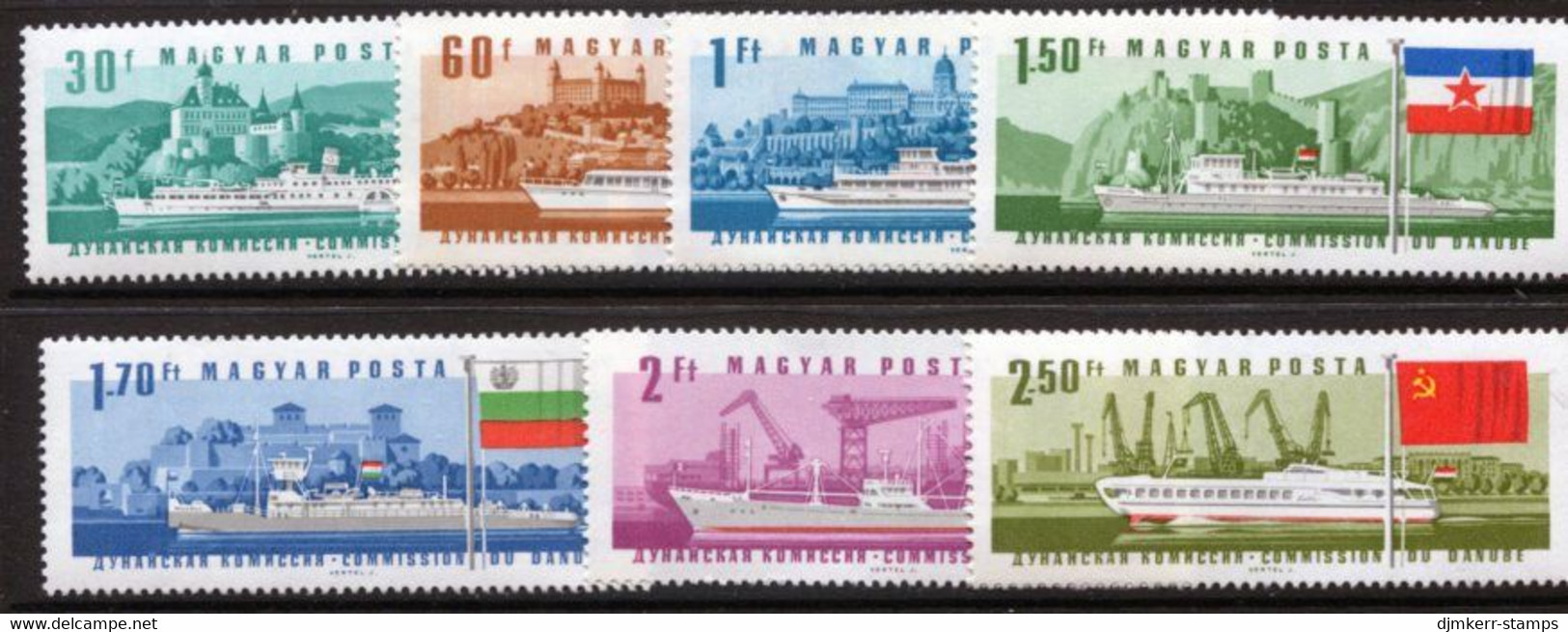 HUNGARY 1967 Danube Commission MNH / **.  Michel 2323-29 - Unused Stamps