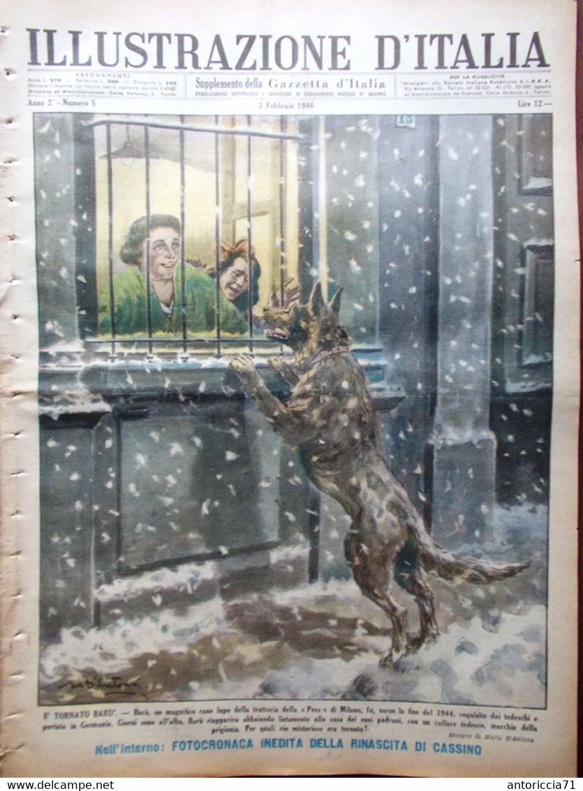Illustrazione D'Italia Del 3 Febbraio 1946 Marisa Morel Divorzio Abbazia Cassino - Guerra 1939-45