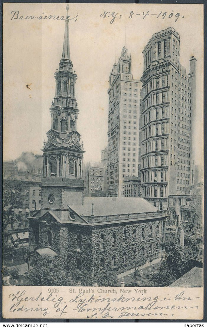 St. Paul's Church, New York - Posted 1909 - Kirchen