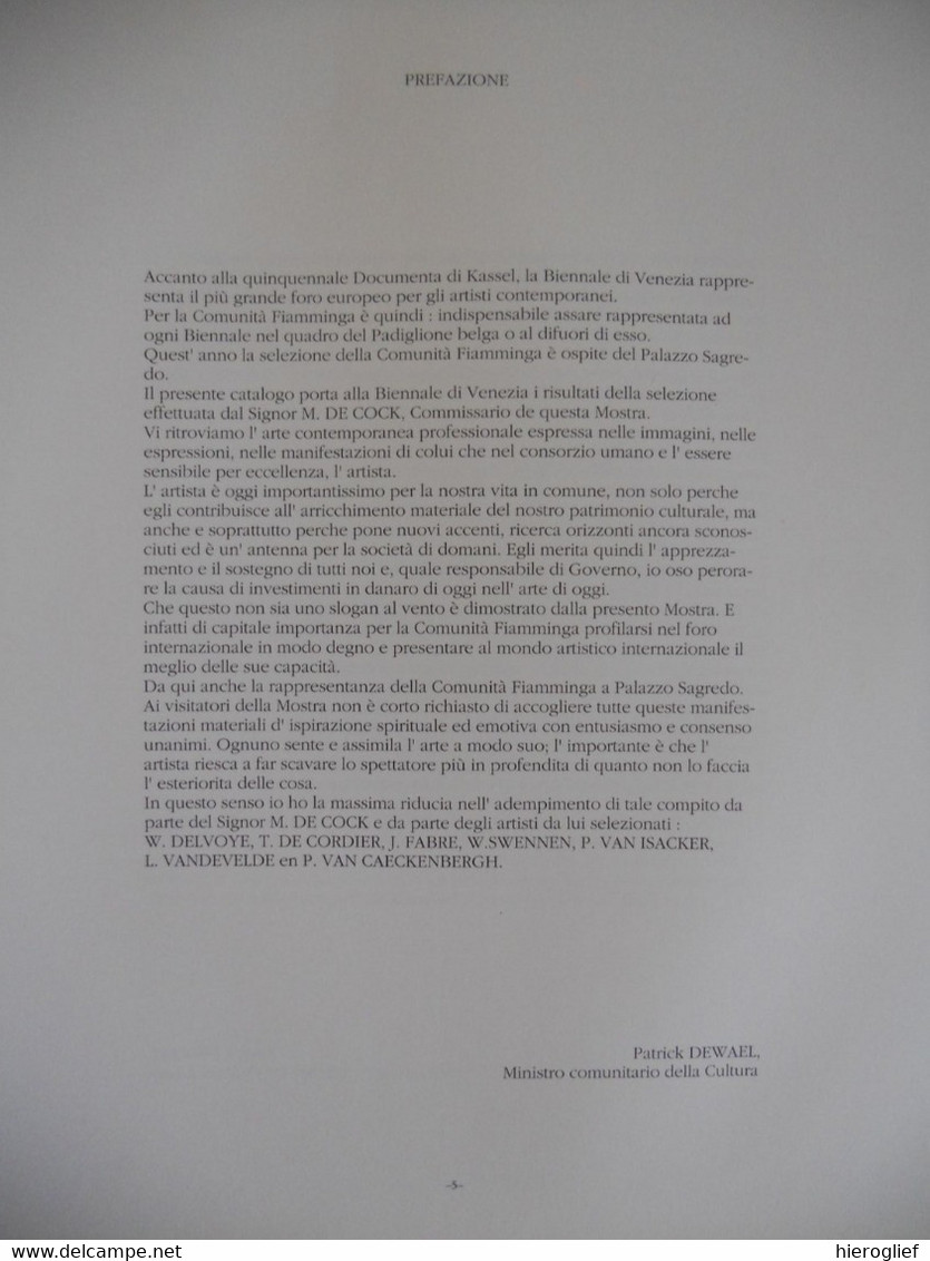 ARTISTI DELLA FLANDRA  ARTISTS FROM FLANDERS Palazzo Sagredo 1990 Venice - Kunst, Antiek