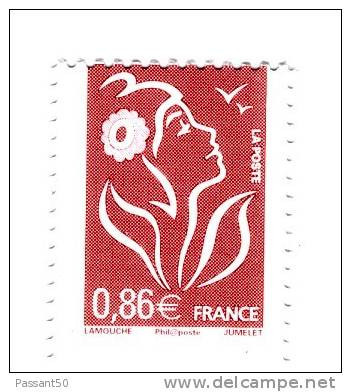 Lamouche 0.86 € Lilas Brun YT 3969 Avec Piquage Décalé à L'extrême . Pas Coté Mais Superbe Et Pas Courant , Voir Le Scan - Unused Stamps