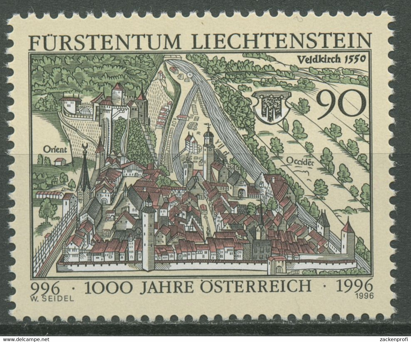 Liechtenstein 1996 1000 Jahre Österreich Stadt Feldkirch 1137 Postfrisch - Unused Stamps