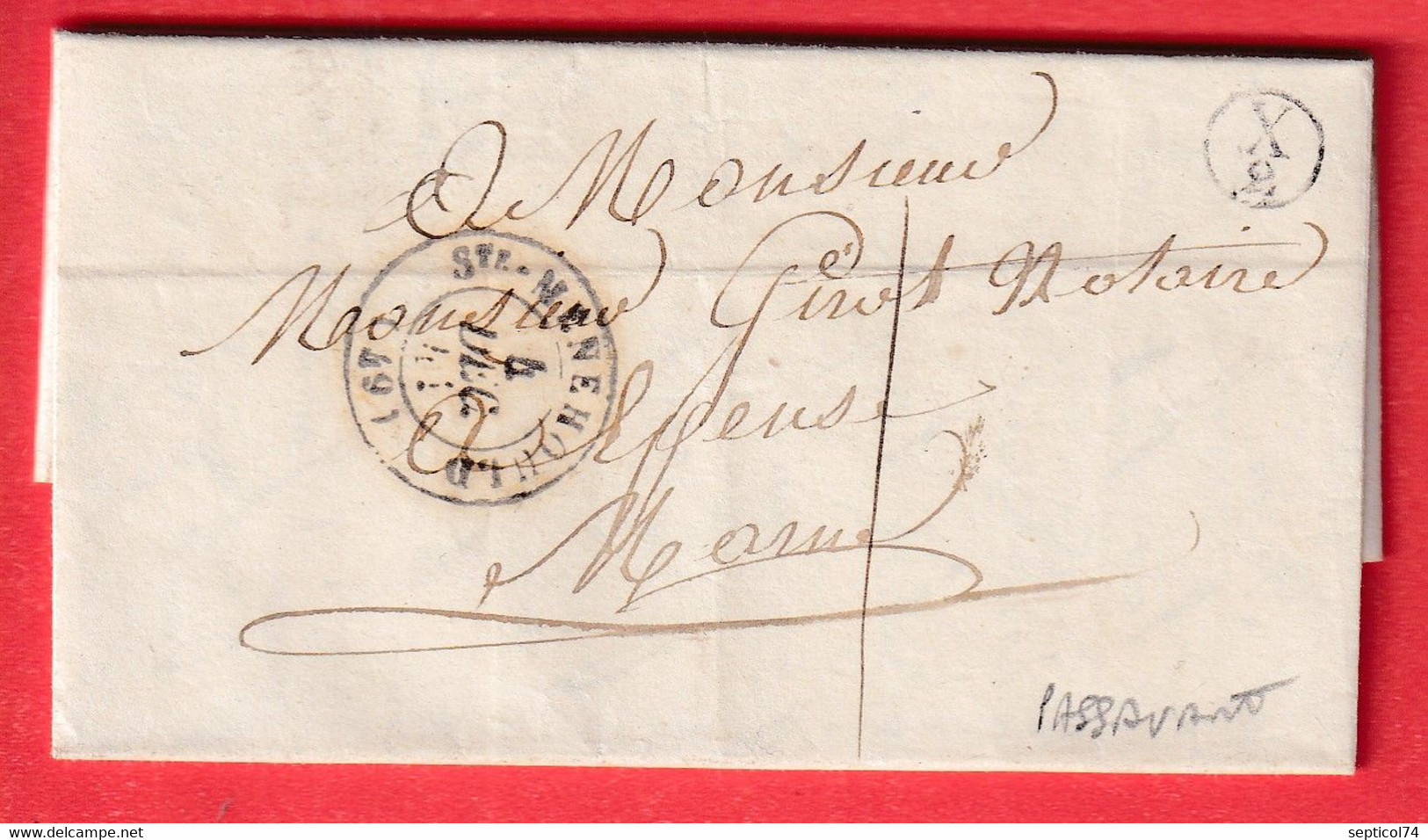 CAD TYPE 15 STE MENEHOULD MARNE TAXE LOCALE 1  BOITE RURALE SUPPLEMENTAIRE X/2 PASSAVANT POUR EPENSE - 1801-1848: Vorläufer XIX