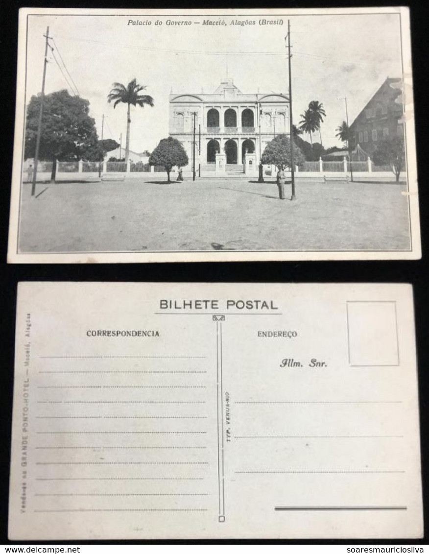 Brazil Alagoas 1920s Postcard Government Palace In Maceió Editor Tipografia Vênus Unused - Maceió