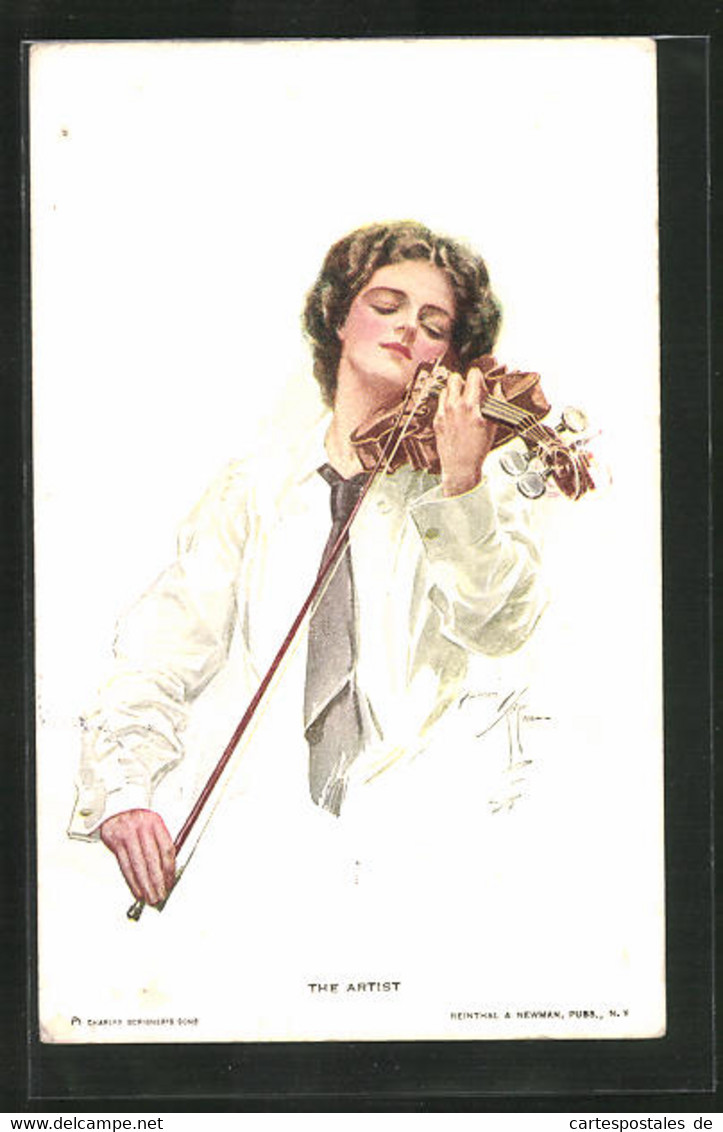 Künstler-AK Harrison Fisher: Junge Frau Spielt Auf Der Geige, The Artist - Fisher, Harrison
