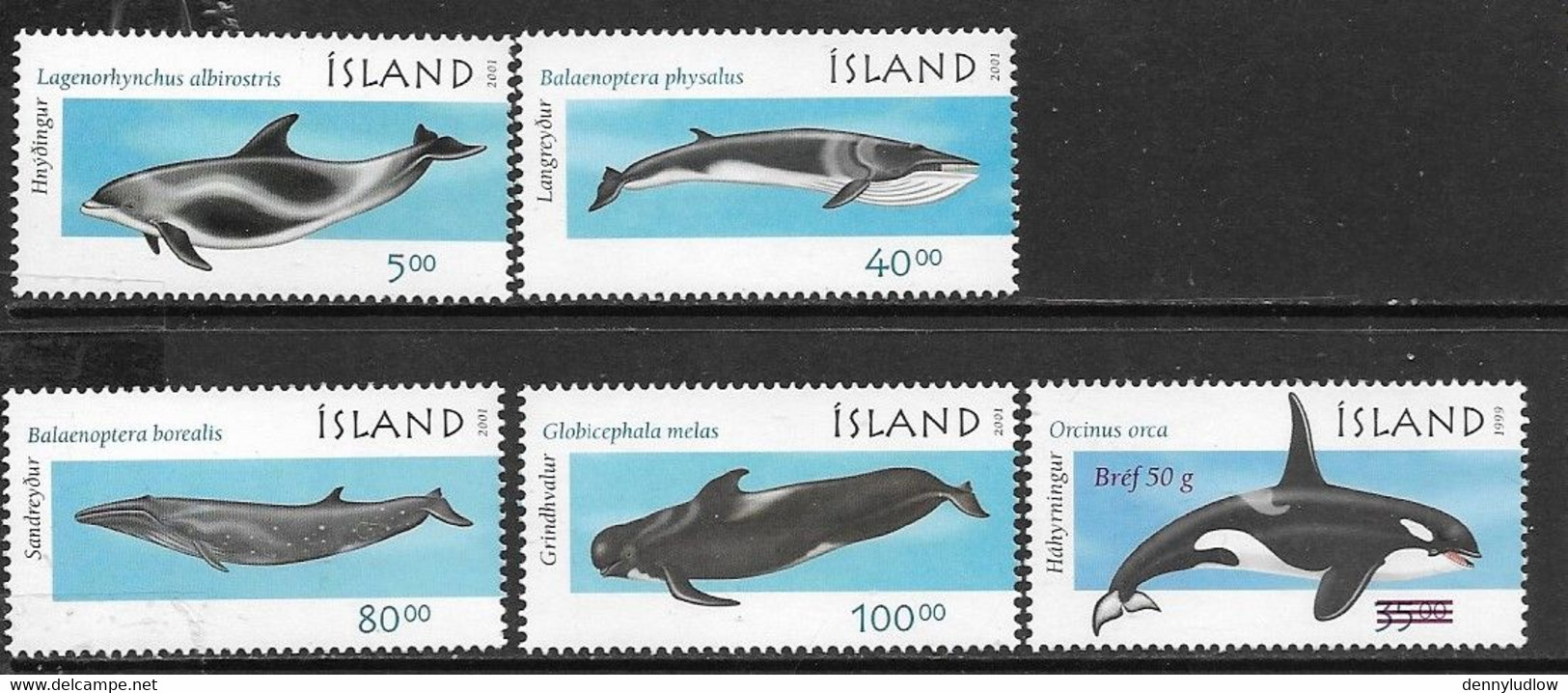 Iceland  2001   Sc#944-8  MNH  Sets  2016 Scott Value $9.05 - Balene