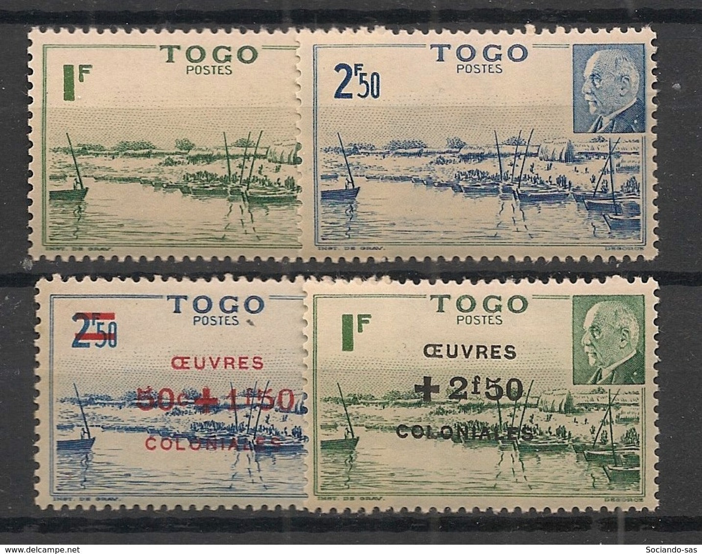 Togo - 1941-44 - N°Yv. 215 - 216 - 226 - 227 - Pétain - Neuf Luxe ** / MNH / Postfrisch - Nuevos