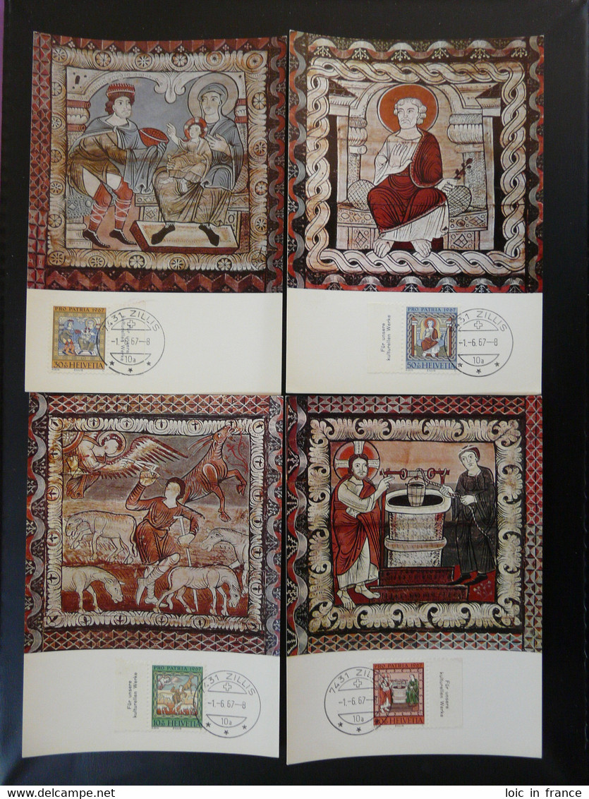 Carte Maximum Card (x4) Art Roman Medieval Légende De Saint-Martin Zillis Suisse Pro Patria 1967 (ex 5) - Cartes-Maximum (CM)