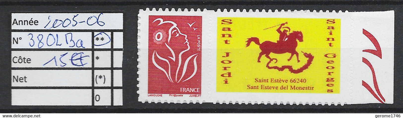 ANNEE 2005-06 . SPLENDIDE LOT TIMBRE  DE LUXE AUTOADHESIF, Neuf (**) N° 3802BA  Gomme D’origine. Côte 15.00 €. - Unused Stamps
