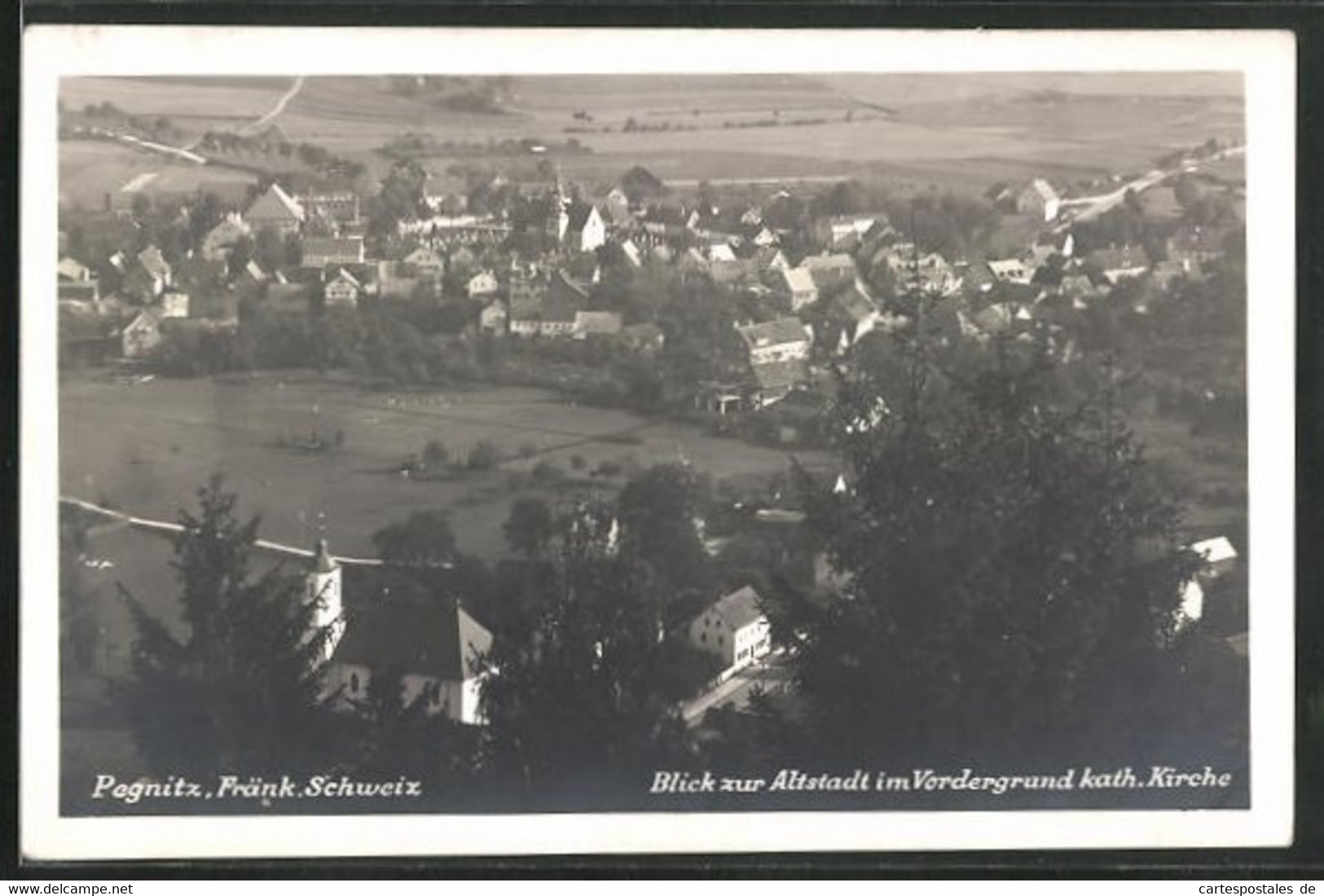 AK Pegnitz Fränkische Schweiz, Blick Zur Altstadt Im Vordergrund Die Kath. Kirche, Fliegeraufnahme - Pegnitz