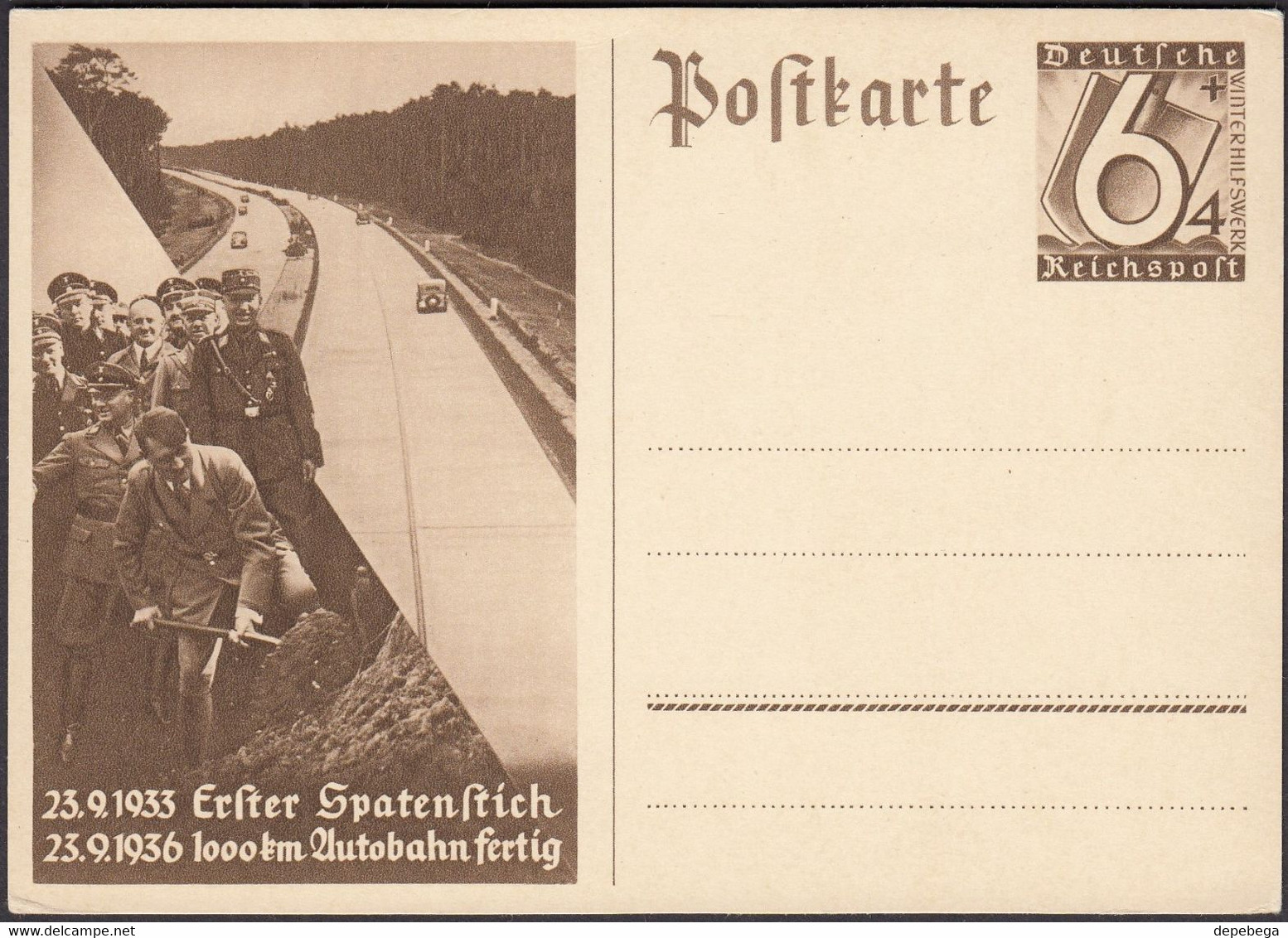 Germany - Postal Stationery Card, Ganzsache MiNr. P 263. 1936 Erster Spatenstich - 1000 Km Autobahn Fertig. - Autres & Non Classés