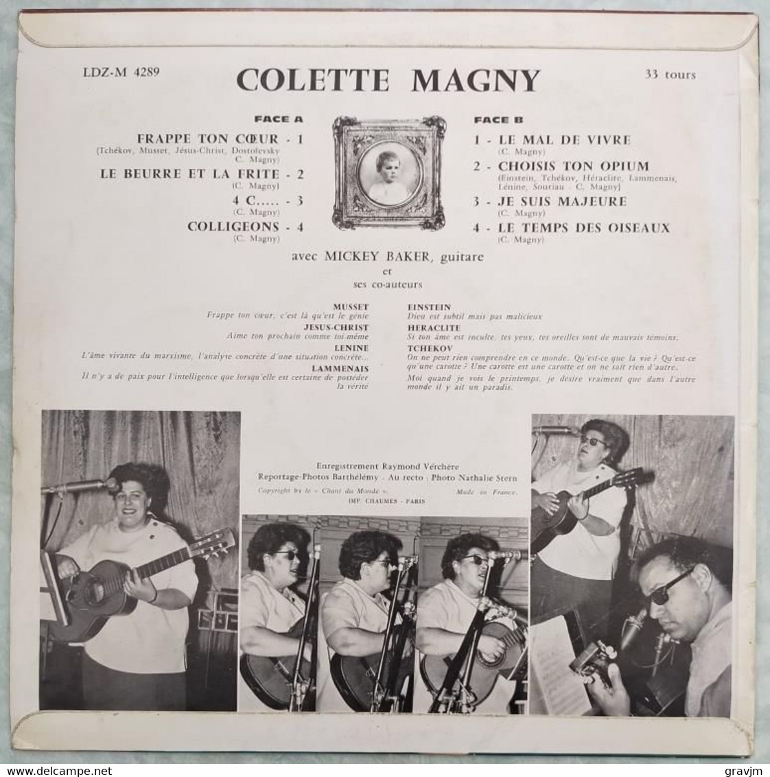 Disque 33 Tours 25 Cm Colette Magny - Frappe Ton Cœur - Le Chant Du Monde LDZ-M 4289 - Mickey Baker à La Guitare - 1963 - Spezialformate