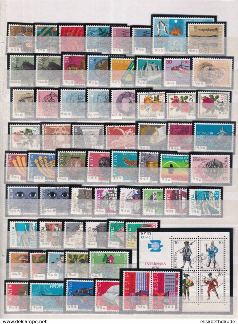 SUISSE -1972/1999 - PRIX DISCOUNT ! COLLECTION TRES FOURNIE OBLITEREE NOMBREUSES VARIETES ! YVERT N°895/1636 -12 PAGES ! - Verzamelingen