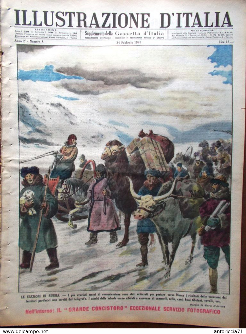 Illustrazione D'Italia Del 24 Febbraio 1946 Concistoro Stazione Mistral Russia - Guerra 1939-45