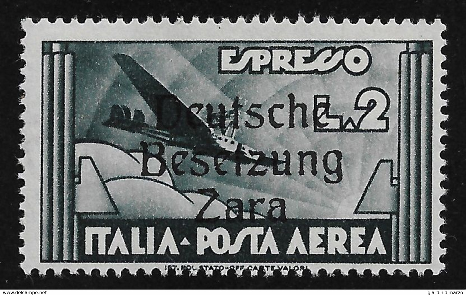 ZARA -OCCUPAZ.TEDESCA- 1943: Valore Nuovo Stl Da Lire 2 Di Posta Aerea/Espresso Con Soprastampa - In Ottime Condizioni. - German Occ.: Zara