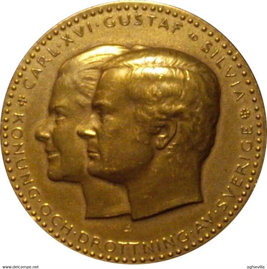 SUECIA. MEDALLA BODA REAL CARLOS GUSTAVO XVI Y SILVIA. 1.976. BRONCE - Monarquía / Nobleza