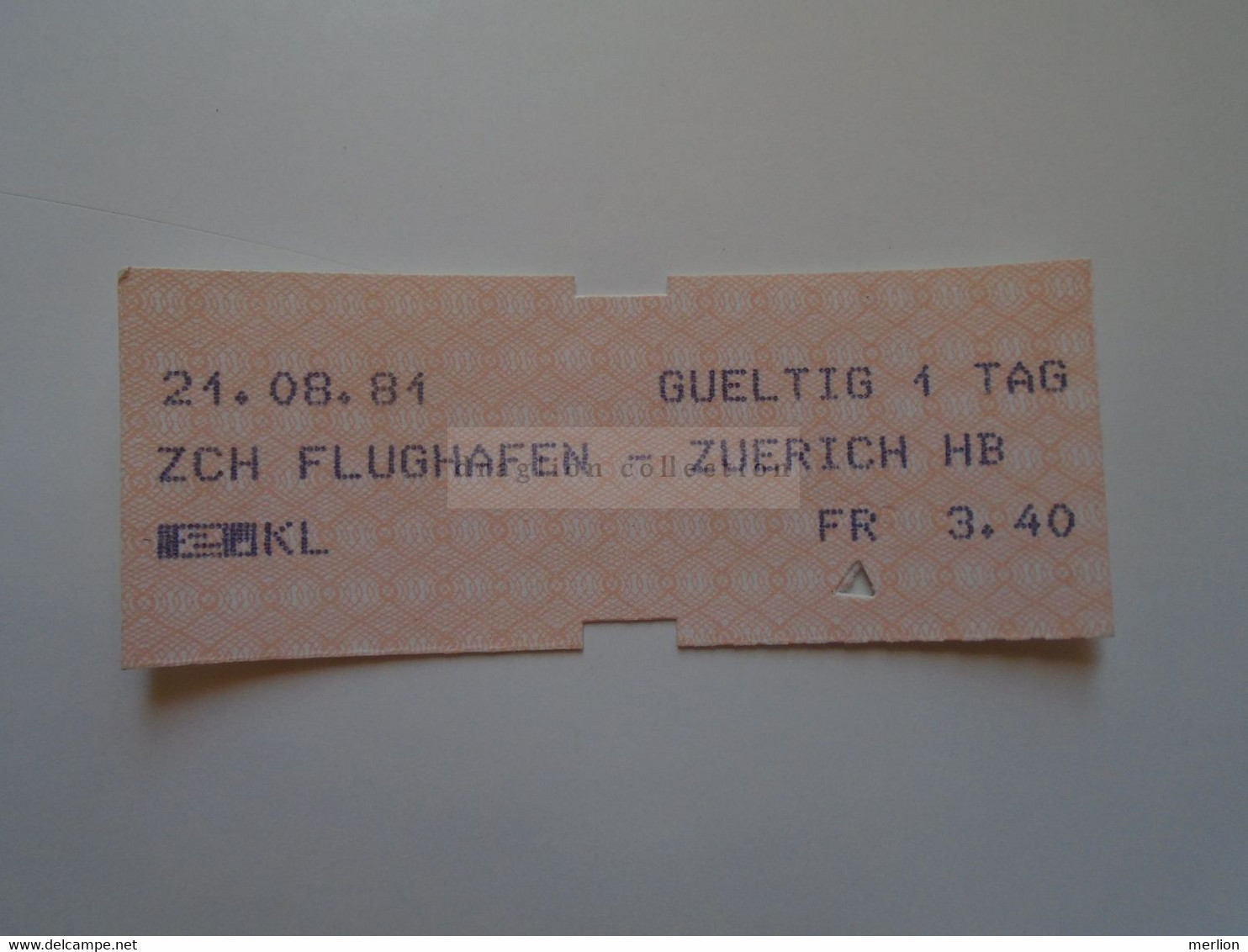 DT008     Schweiz - Switzerland   Zürich Flughafen  - Zürich Hauptbahnhof  Railway Ticket  1981 - Europa