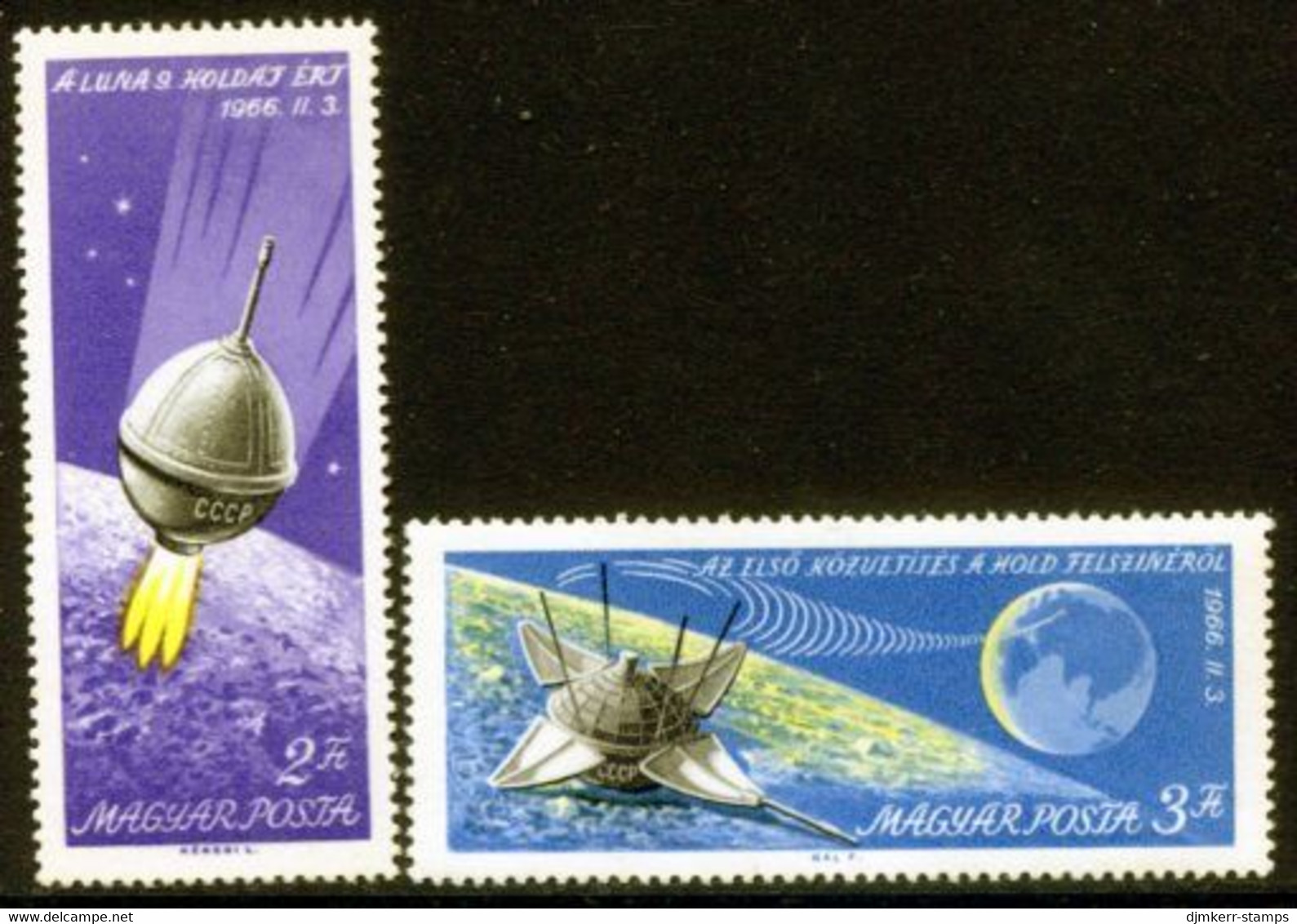 HUNGARY 1966 Luna 9 Moon Landing MNH / **.  Michel 2218-19 - Neufs