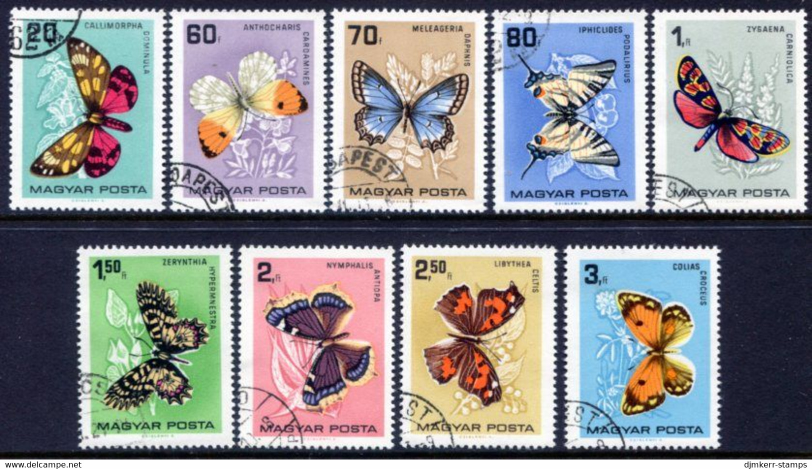 HUNGARY 1966 Butterflies Set Used.  Michel 2201-09 - Oblitérés