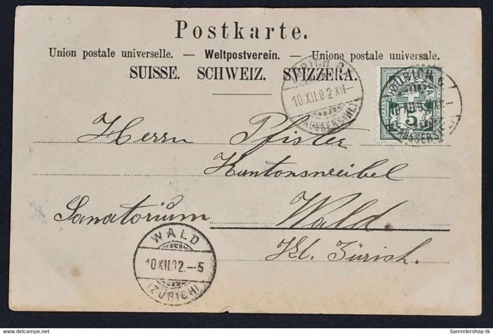 AK Zürich Die Tonhalle 1902 Gelaufen Nach Wald - Wald