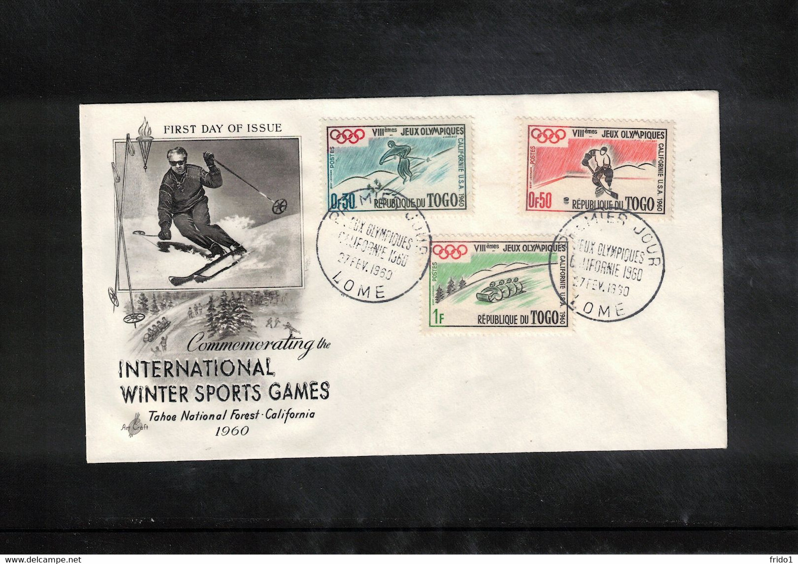 Togo 1960 Olympic Games Squaw Valley FDC - Hiver 1960: Squaw Valley