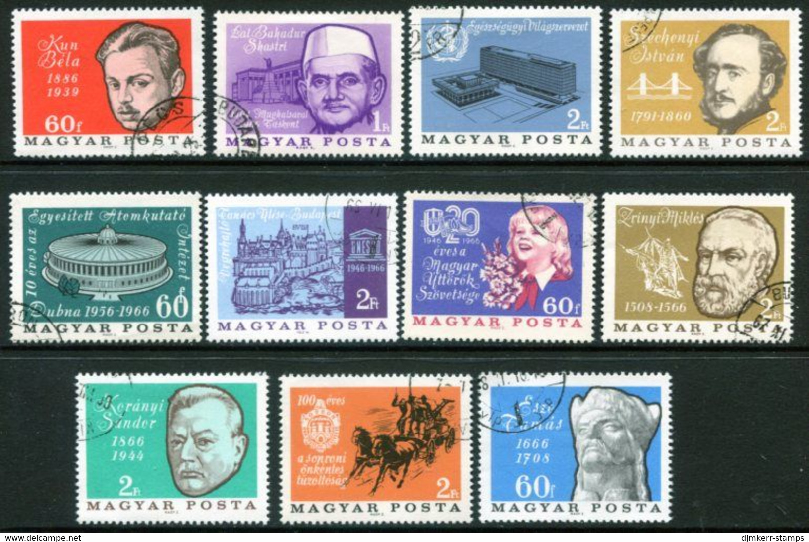 HUNGARY 1966 Eleven Single Commemorative Issues Used. - Gebraucht