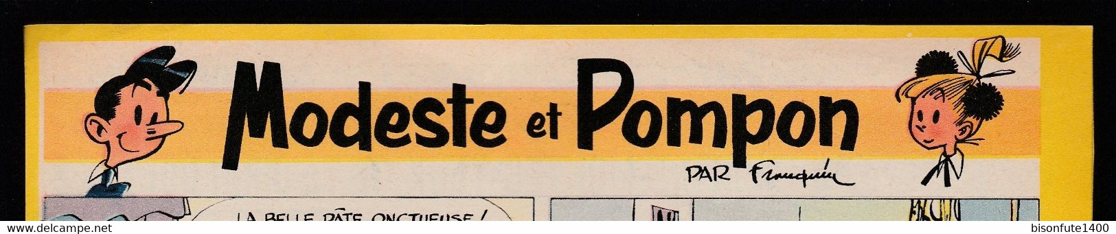 Bandeau Titre De Modeste Et Pompon Datant De 1954 Et Inédit Dans Les Bandes Dessinées En Album. - Modeste Et Pompon