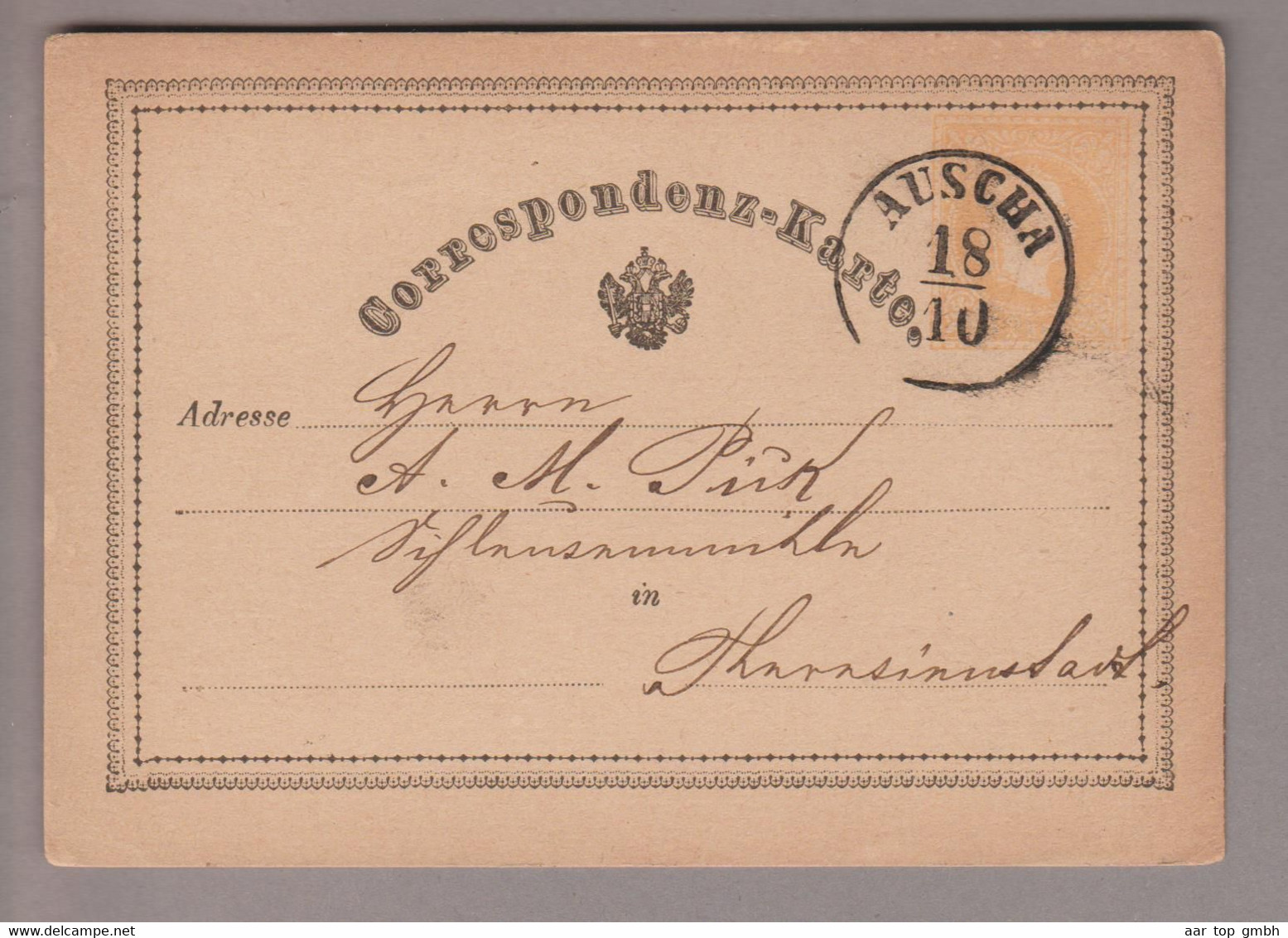 Tschechien Heimat Auscha 1874-10-18 2 Kr. Ganzsache Nach Theresienstadt - ...-1918 Prephilately