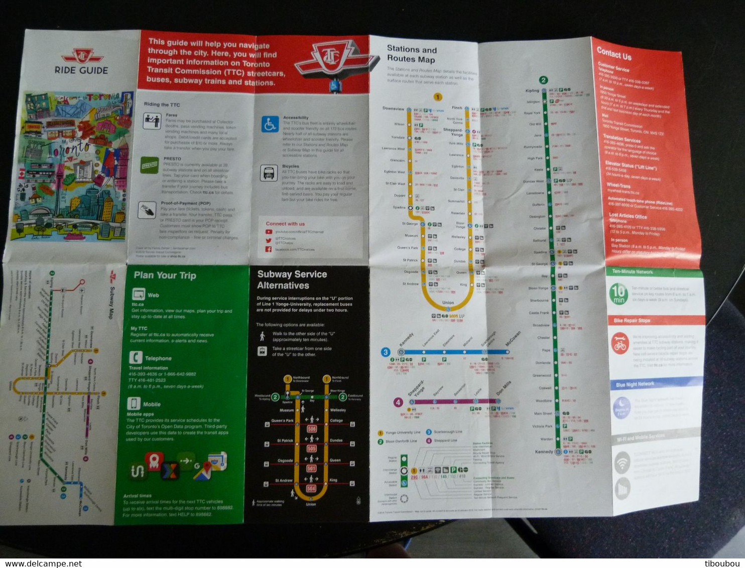 TORONTO ONTARIO CANADA PLAN RESEAU METRO SUBWAY BUS - Monde