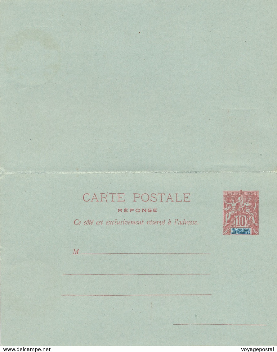 CARTE  REPONSE ENTIER POSTAL 10C TAMATAVE MADAGASCAR SALZBURG - Storia Postale