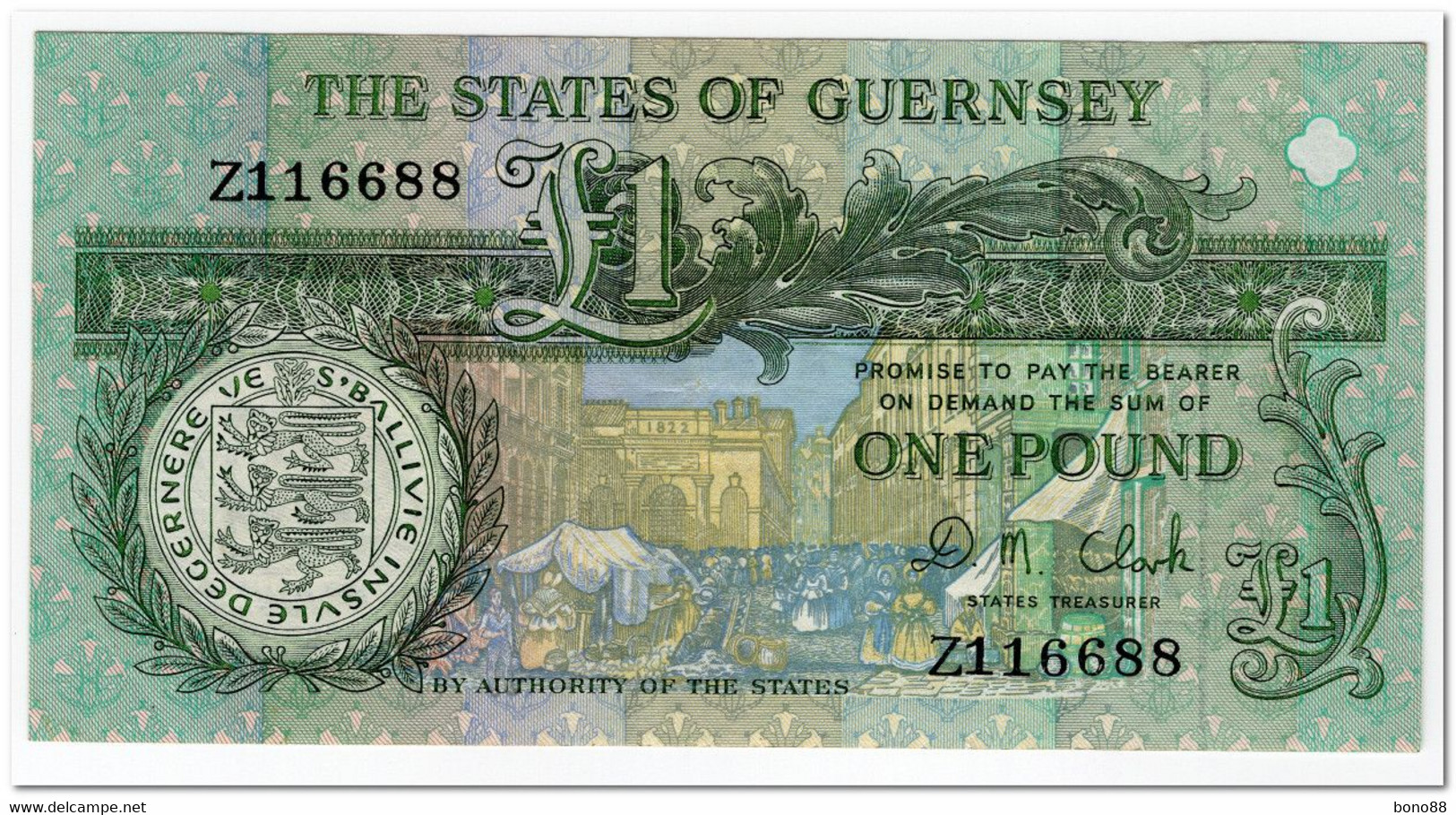 GUERNSEY,1 POUND,1991,P.52r,REPLACEMENT,VF - Guernsey