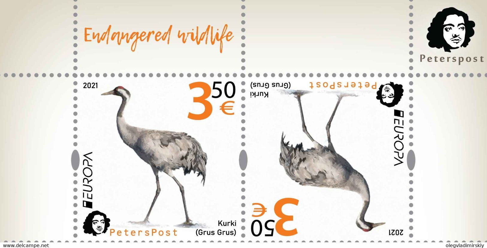 Finland 2021 Europa Endangered Wildlife Crane Tet-beshe Of Peterspost Issue - Nuovi