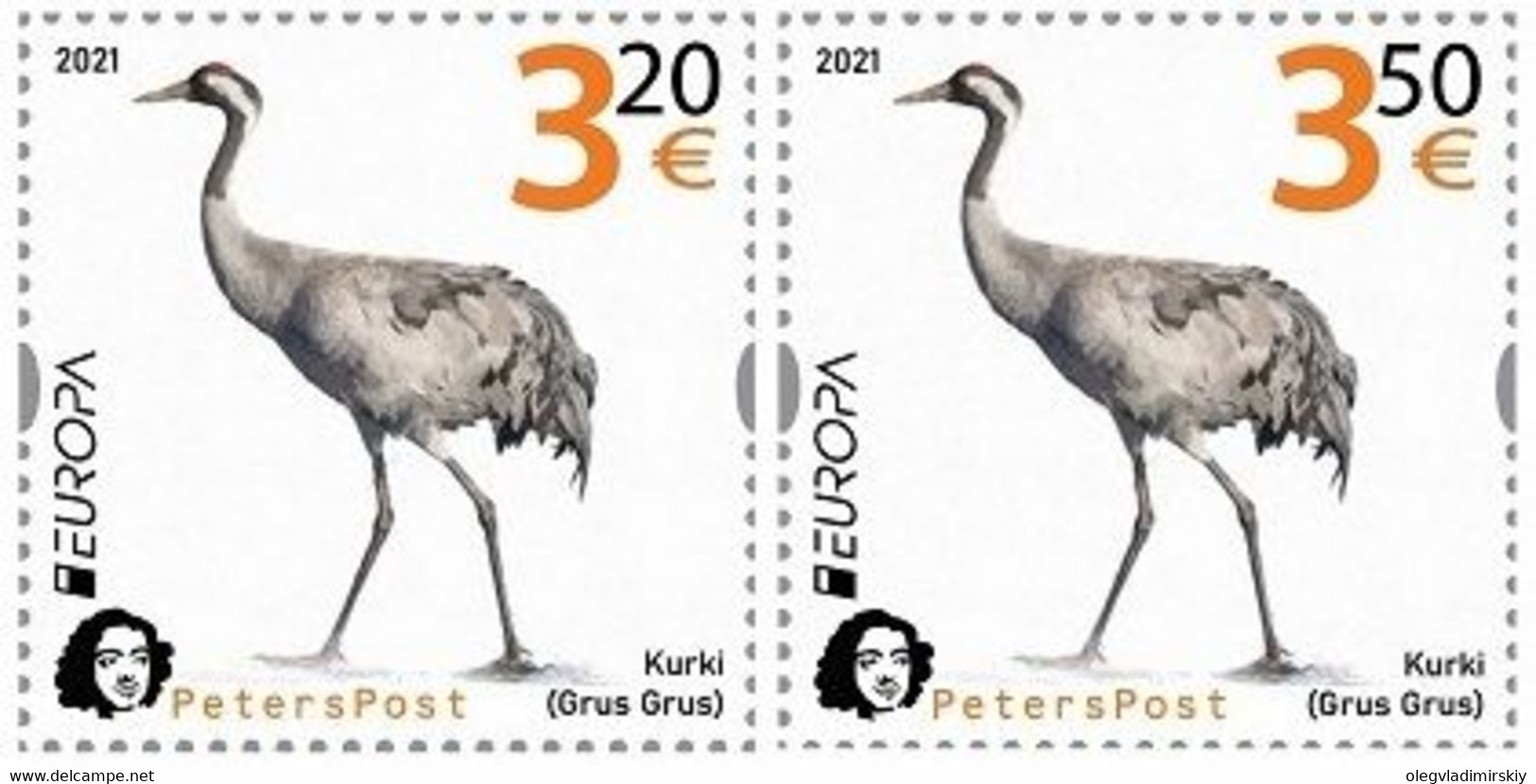 Finland 2021 Europa Endangered Wildlife Cranes Set Of 2 Stamps Of Peterspost Issue - Neufs