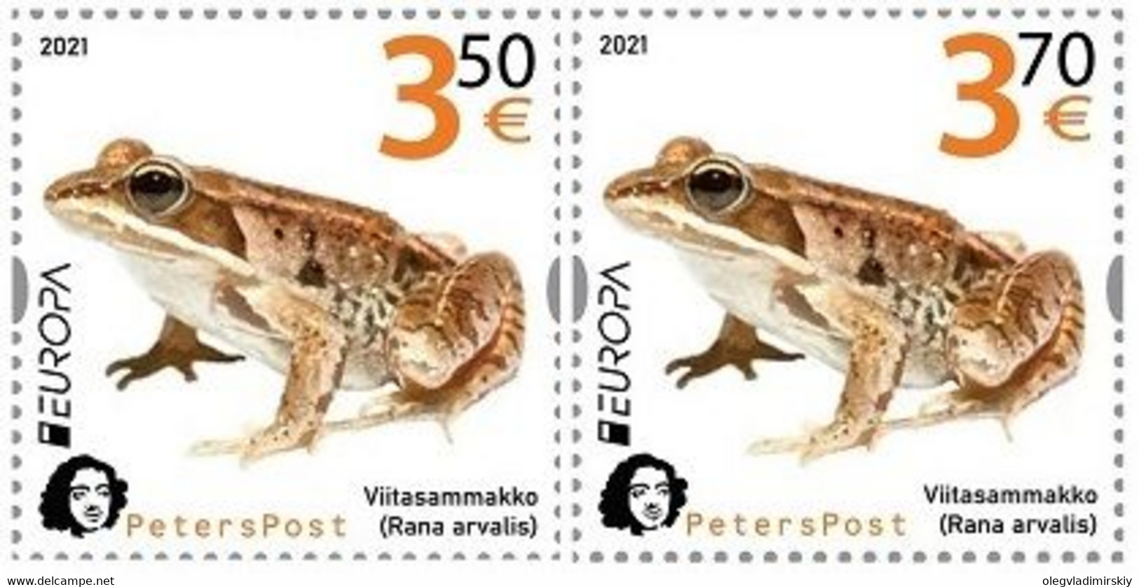 Finland 2021 Europa Endangered Wildlife Frogs Set Of 2 Stamps Of Peterspost Issue - Neufs