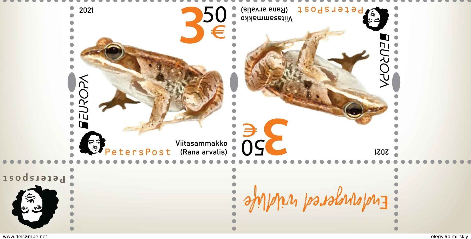 Finland 2021 Europa Endangered Wildlife Frogs Tet-beshe Of Peterspost Issue - Neufs