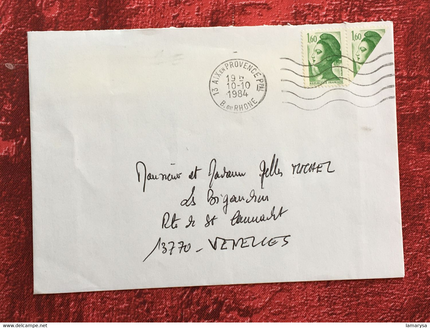 Grève Lettre 1984 Aix-en-Provence Affranchie à 3f20 Avec 1 Demi Timbre 1f60 YT 2222,pénurie De Timbres-☛Aff.Exceptionnel - Other & Unclassified