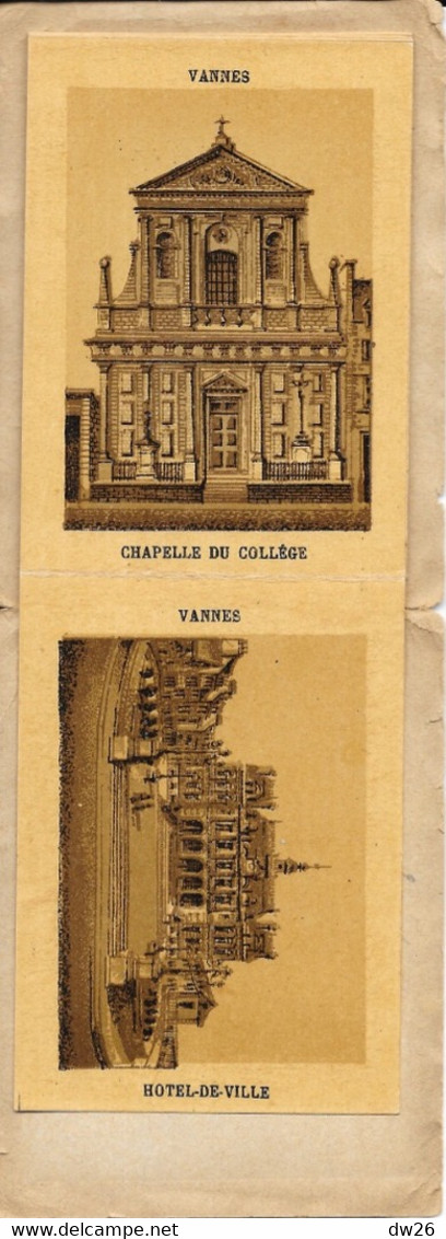 Livret, dépliant touristique avec 8 illustrations de Vannes avec commentaires historiques (Porte, Tour, Cathédrale...